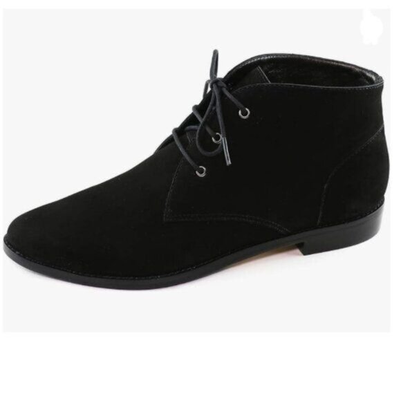 YDN Black Low Heel Pointed Toe Lace Up Chukka Ankle Boots Fall Winter Boot - Picture 1 of 8